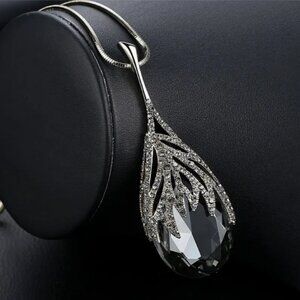 Waterdrop Zircon Pendant with silver color chain